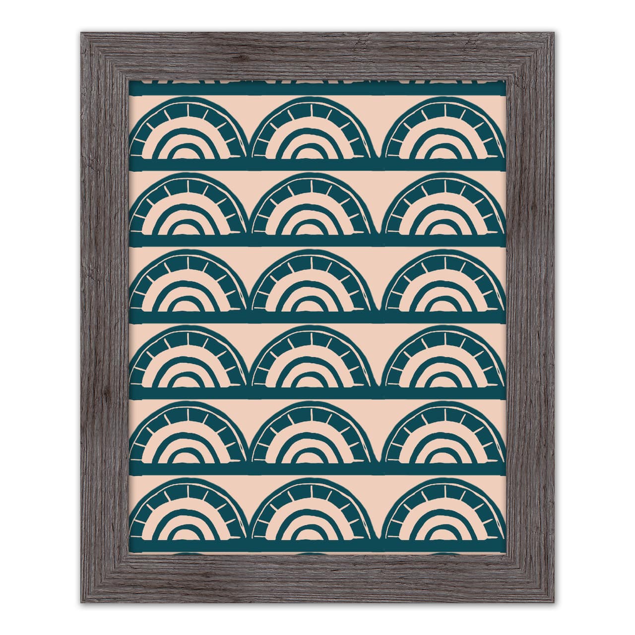 Abstract Teal Arch Pattern 16" x 20" Western Framed Print